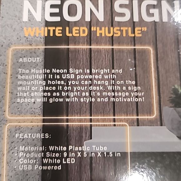 InnoVibe White LED Neon Hustle Hanging ir Freestanding Sign - Picture 10 of 10
